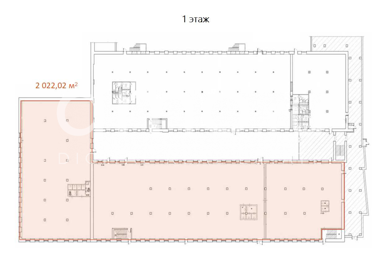 Планировка офиса 4536.82 м², 1 этаж, Бизнес-центр «Новоспасский Двор»